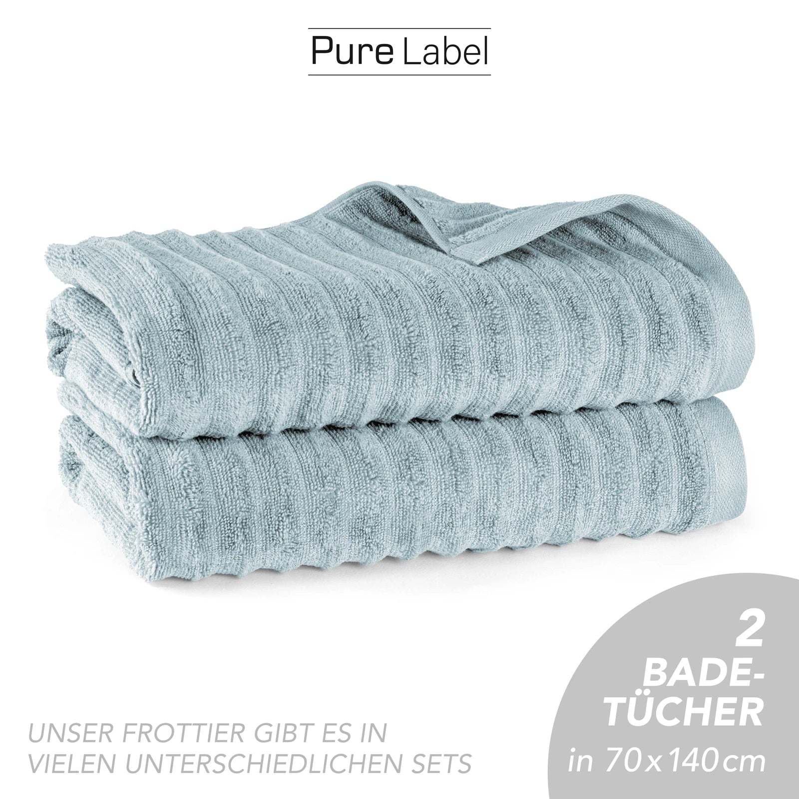 Duschtuch "Waves" - Anthrazit / 2x 70x140cm Pure Label