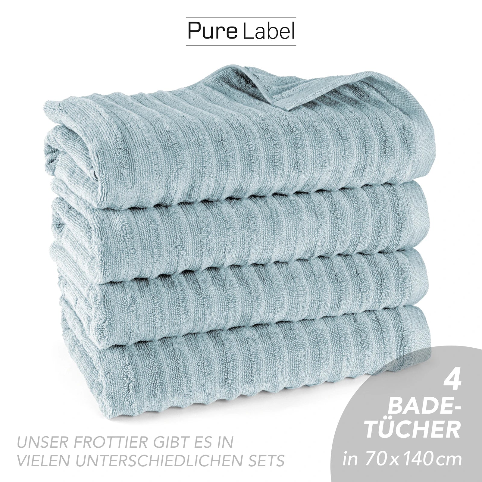 Duschtuch "Waves" - Anthrazit / 2x 70x140cm Pure Label