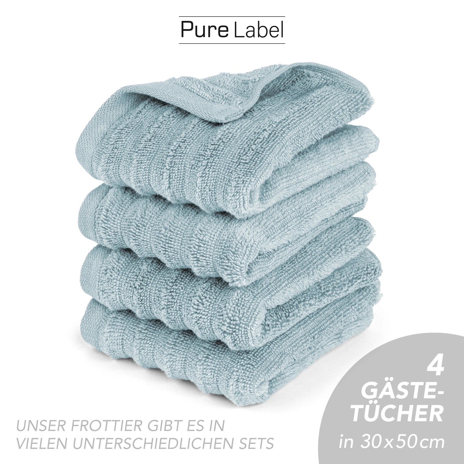 Gästehandtuch "Waves" - Anthrazit / 10x 30x50cm Pure Label