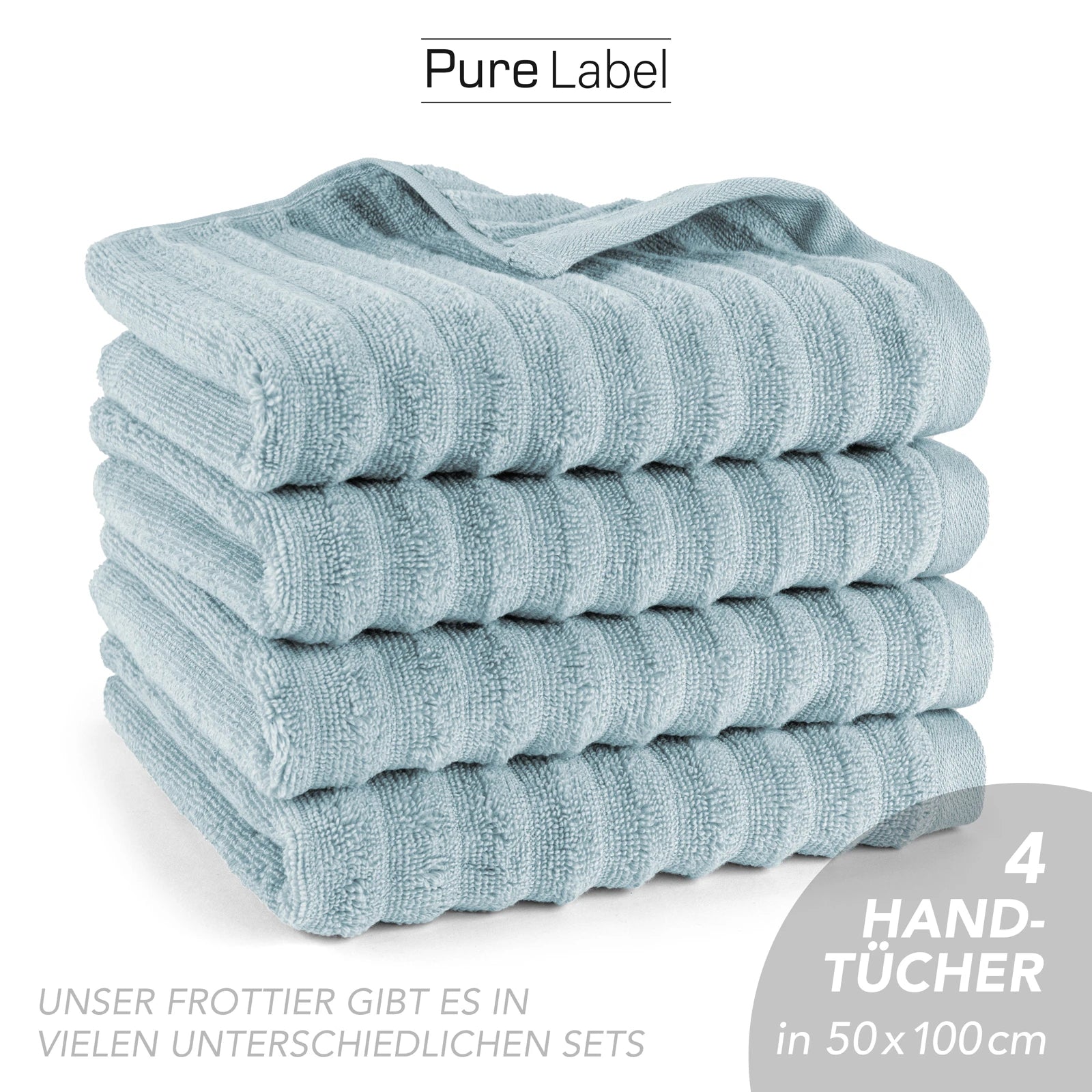 Handtuch "Waves" - Anthrazit / 4x 50x100cm Pure Label