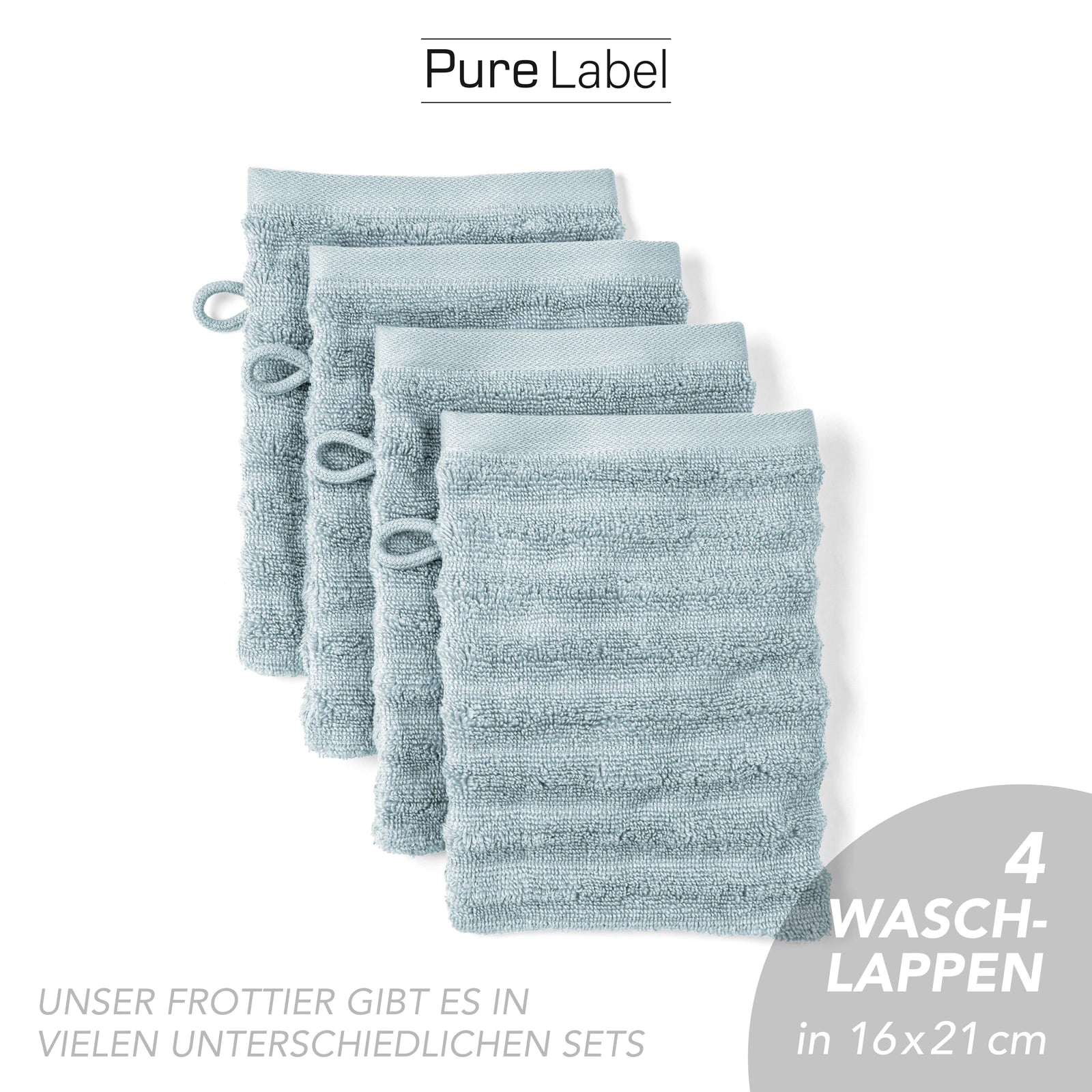 Waschlappen "Waves" - Anthrazit / 4x 16x21cm Pure Label