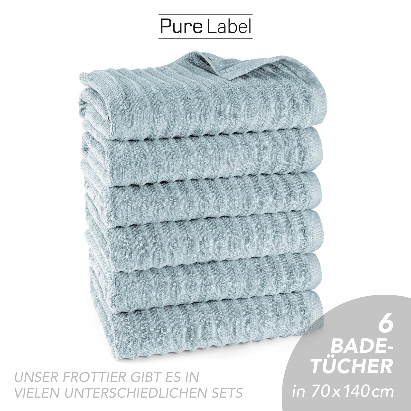 Duschtuch "Waves" - Anthrazit / 2x 70x140cm Pure Label