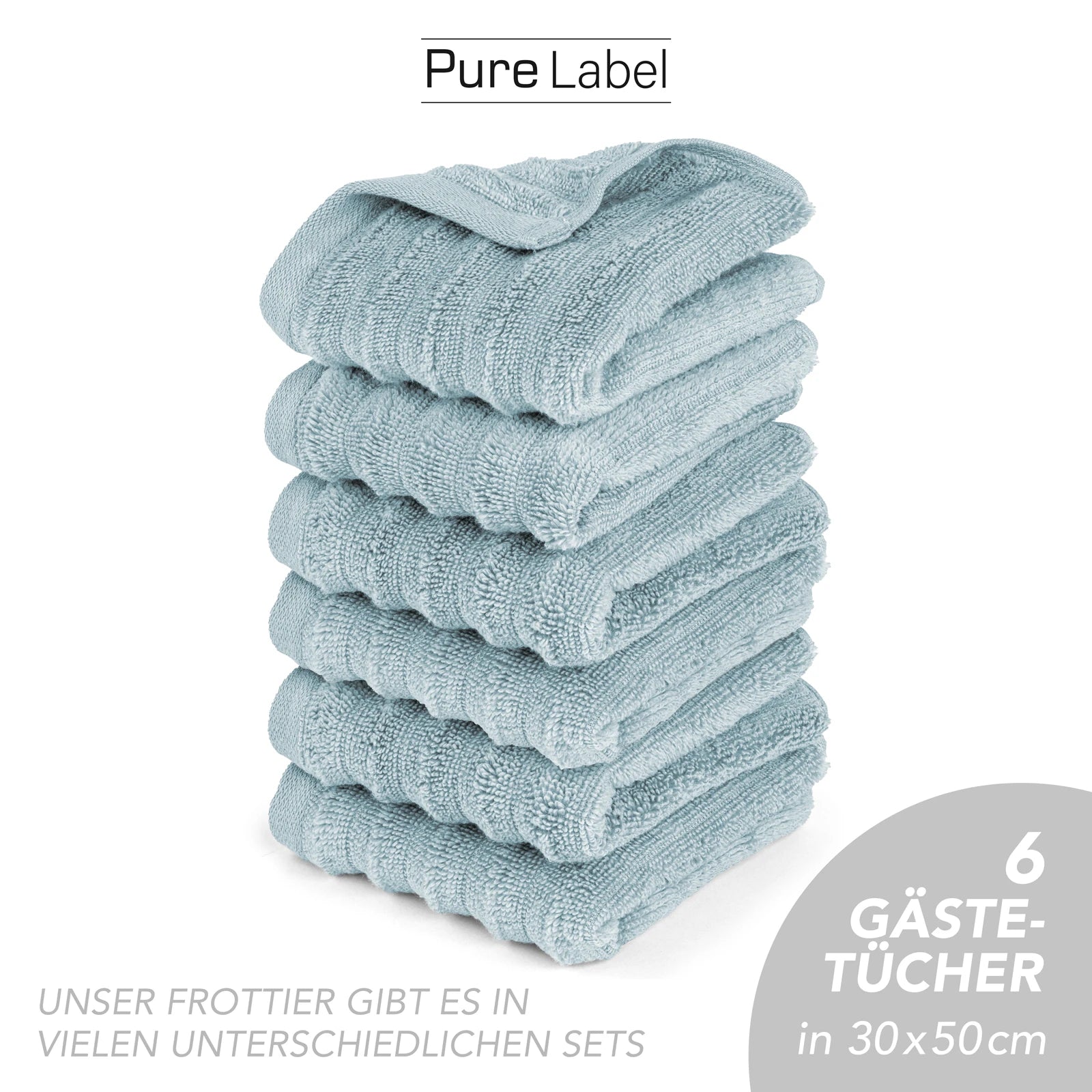 Gästehandtuch "Waves" - Anthrazit / 10x 30x50cm Pure Label