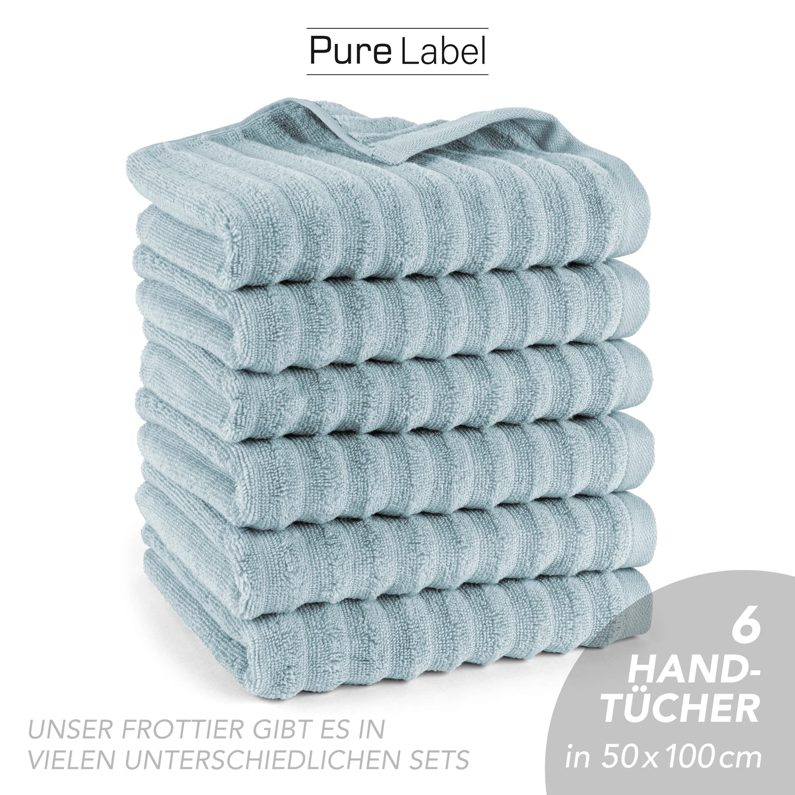 Handtuch "Waves" - Anthrazit / 4x 50x100cm Pure Label