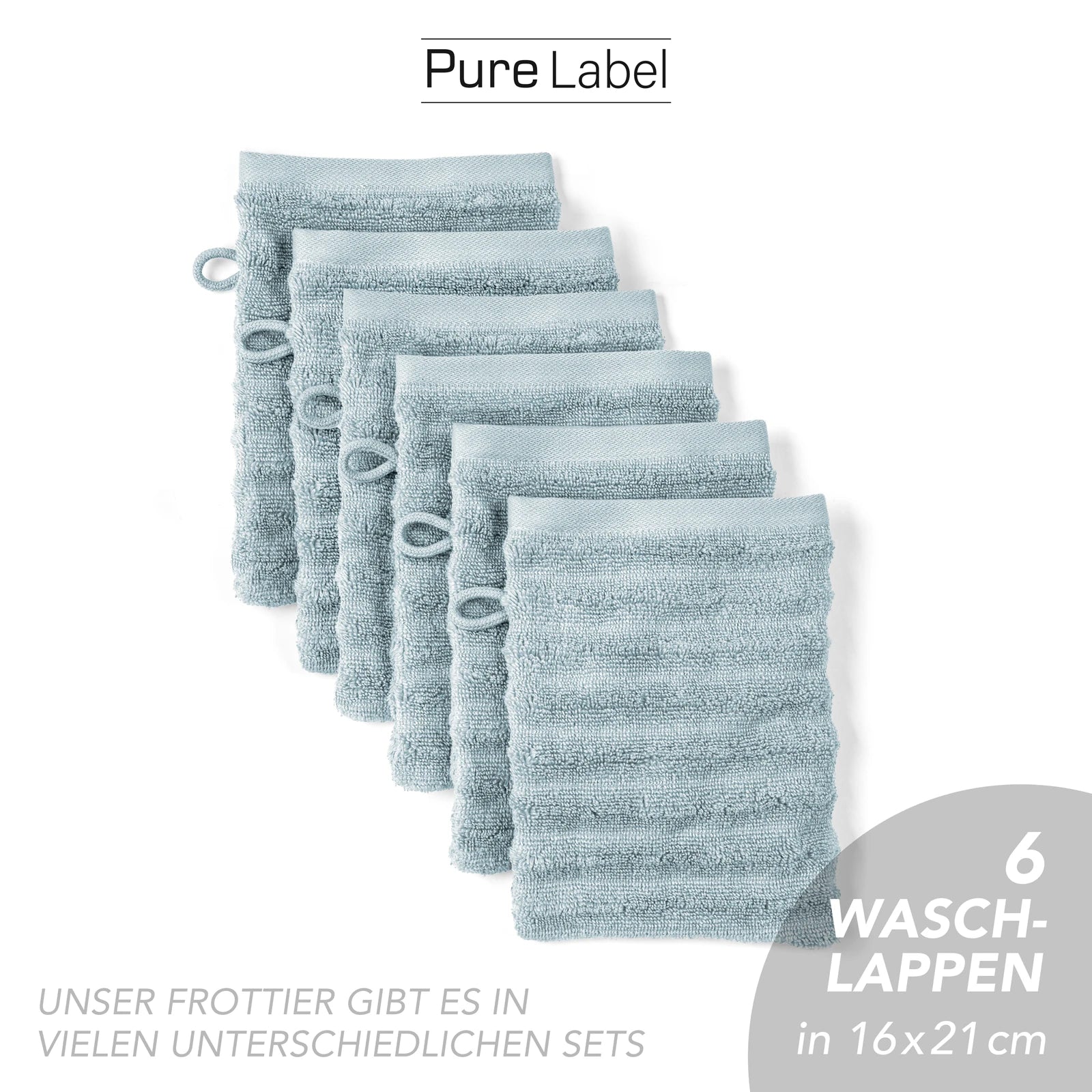 Waschlappen "Waves" - Anthrazit / 4x 16x21cm Pure Label