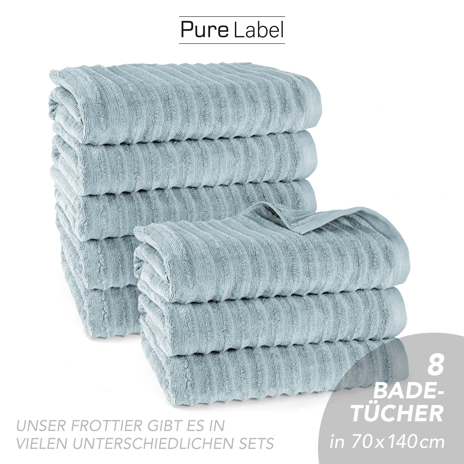 Duschtuch "Waves" - Anthrazit / 2x 70x140cm Pure Label