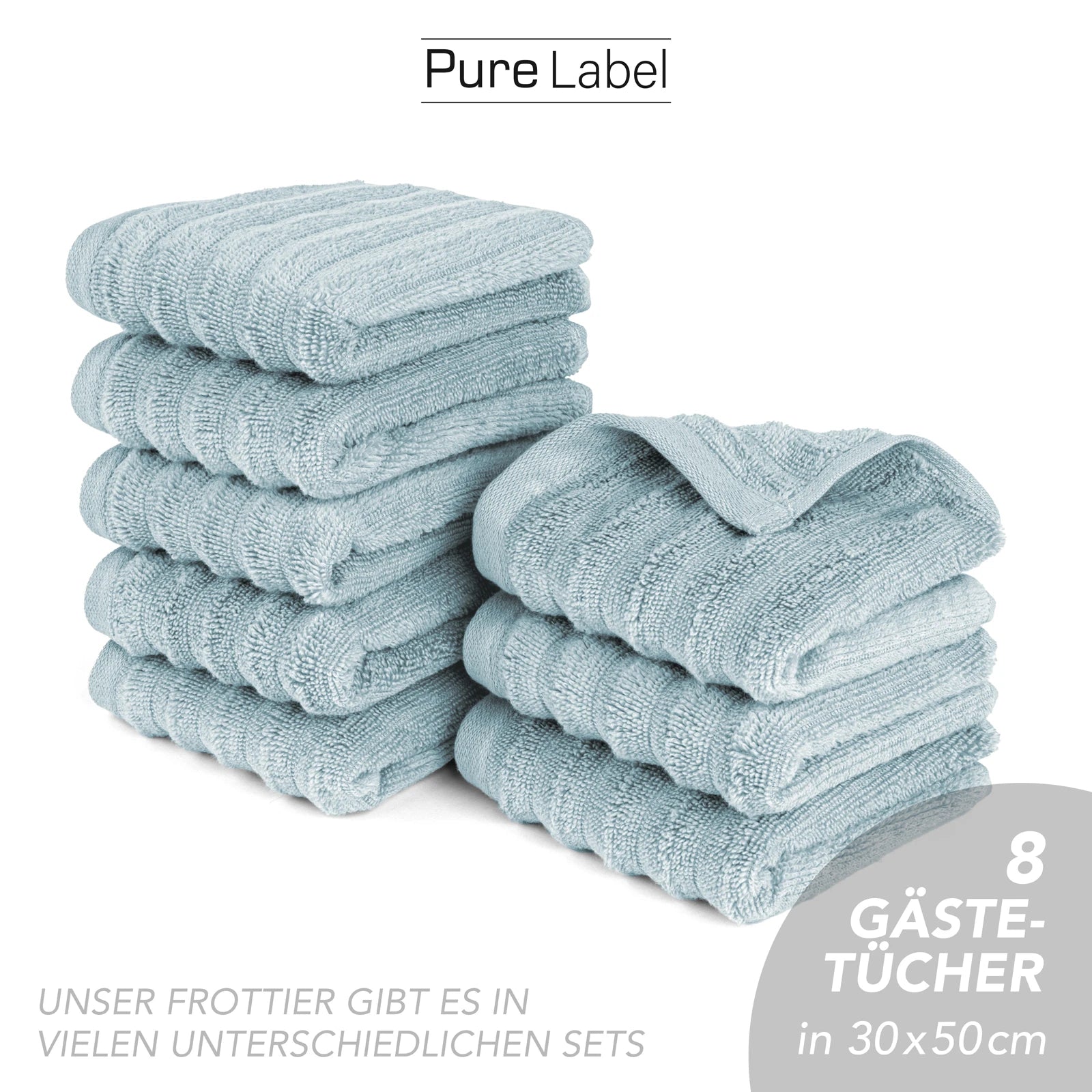 Gästehandtuch "Waves" - Anthrazit / 10x 30x50cm Pure Label