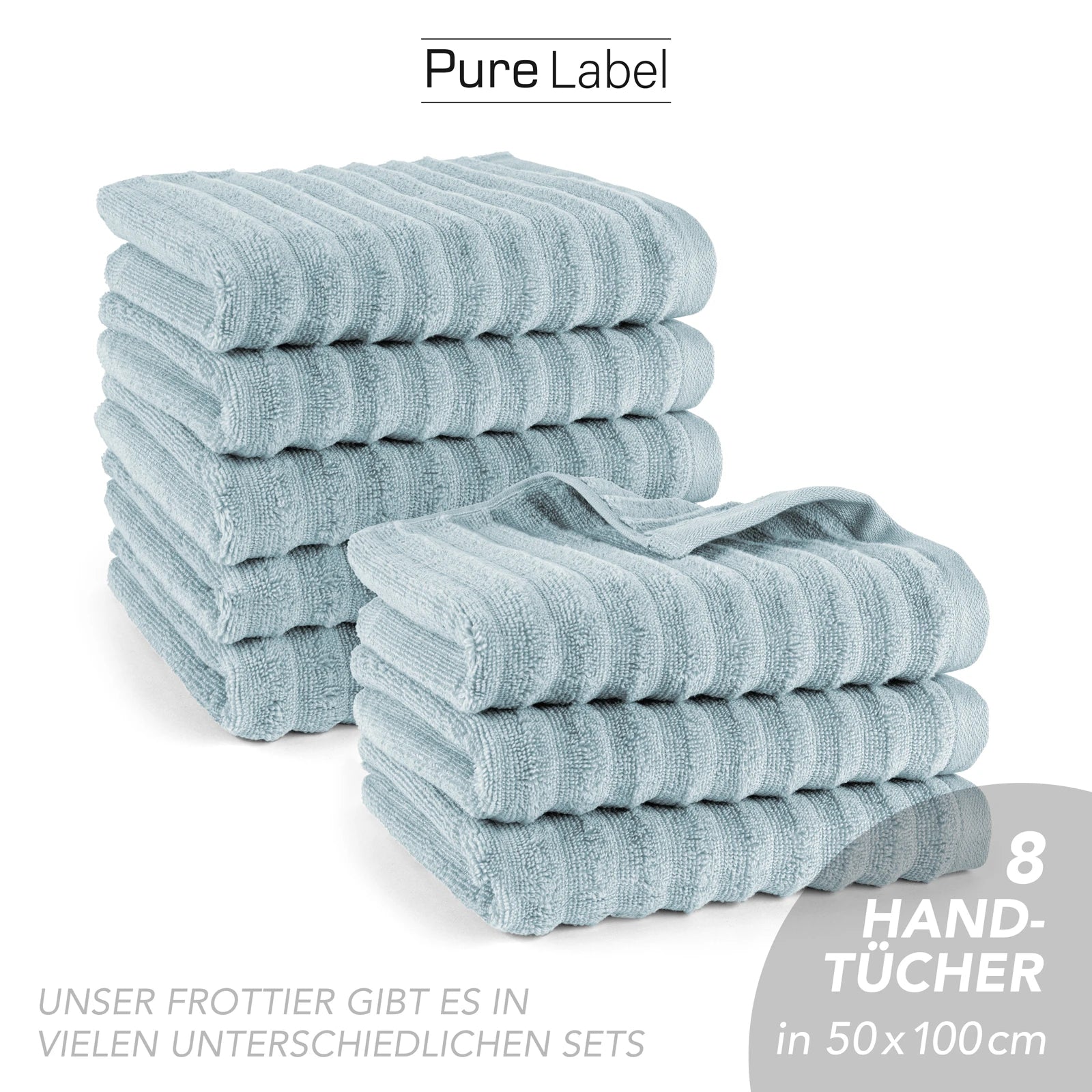 Handtuch "Waves" - Anthrazit / 4x 50x100cm Pure Label