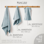 Handtuch Sets "Waves" - Anthrazit / 4x30x50 + 4x50x100 + 2x70x140 cm Pure Label