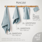 Handtuch Sets "Waves" - Anthrazit / 4x30x50 + 4x50x100 + 2x70x140 cm Pure Label