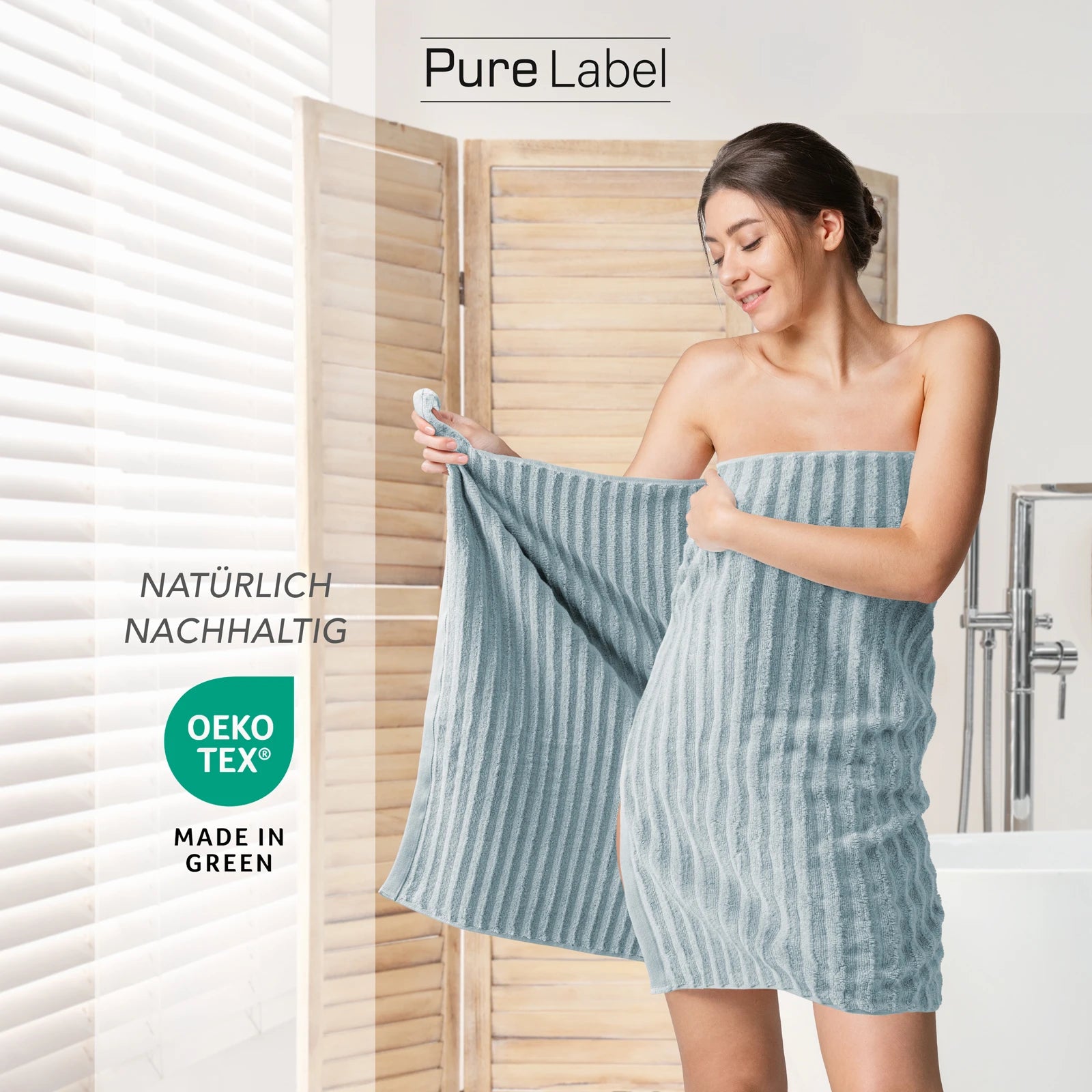 Handtuch Sets "Waves" - Anthrazit / 4x30x50 + 4x50x100 + 2x70x140 cm Pure Label