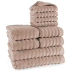 Handtuch Sets "Waves" - Anthrazit / 4x30x50 + 4x50x100 + 2x70x140 cm Pure Label