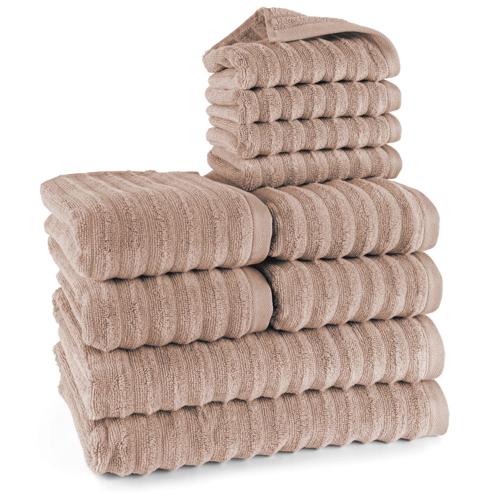Handtuch Sets "Waves" - Anthrazit / 4x30x50 + 4x50x100 + 2x70x140 cm Pure Label