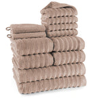Handtuch Sets "Waves" - Anthrazit / 4x30x50 + 4x50x100 + 2x70x140 cm Pure Label