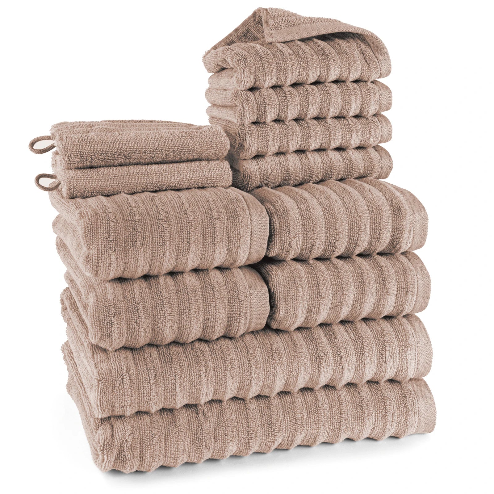 Handtuch Sets "Waves" - Anthrazit / 4x30x50 + 4x50x100 + 2x70x140 cm Pure Label