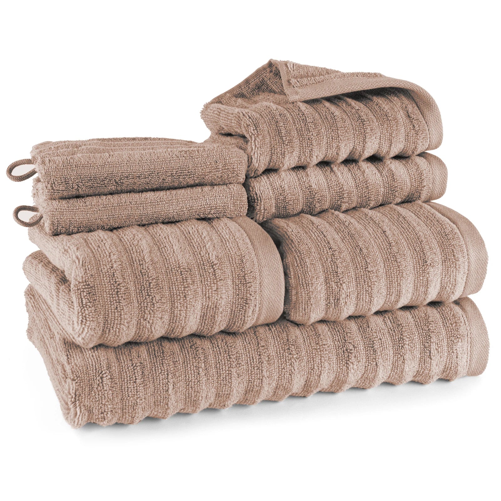 Handtuch Sets "Waves" - Anthrazit / 4x30x50 + 4x50x100 + 2x70x140 cm Pure Label