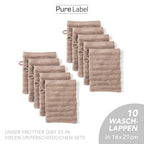Waschlappen "Waves" - Anthrazit / 4x 16x21cm Pure Label