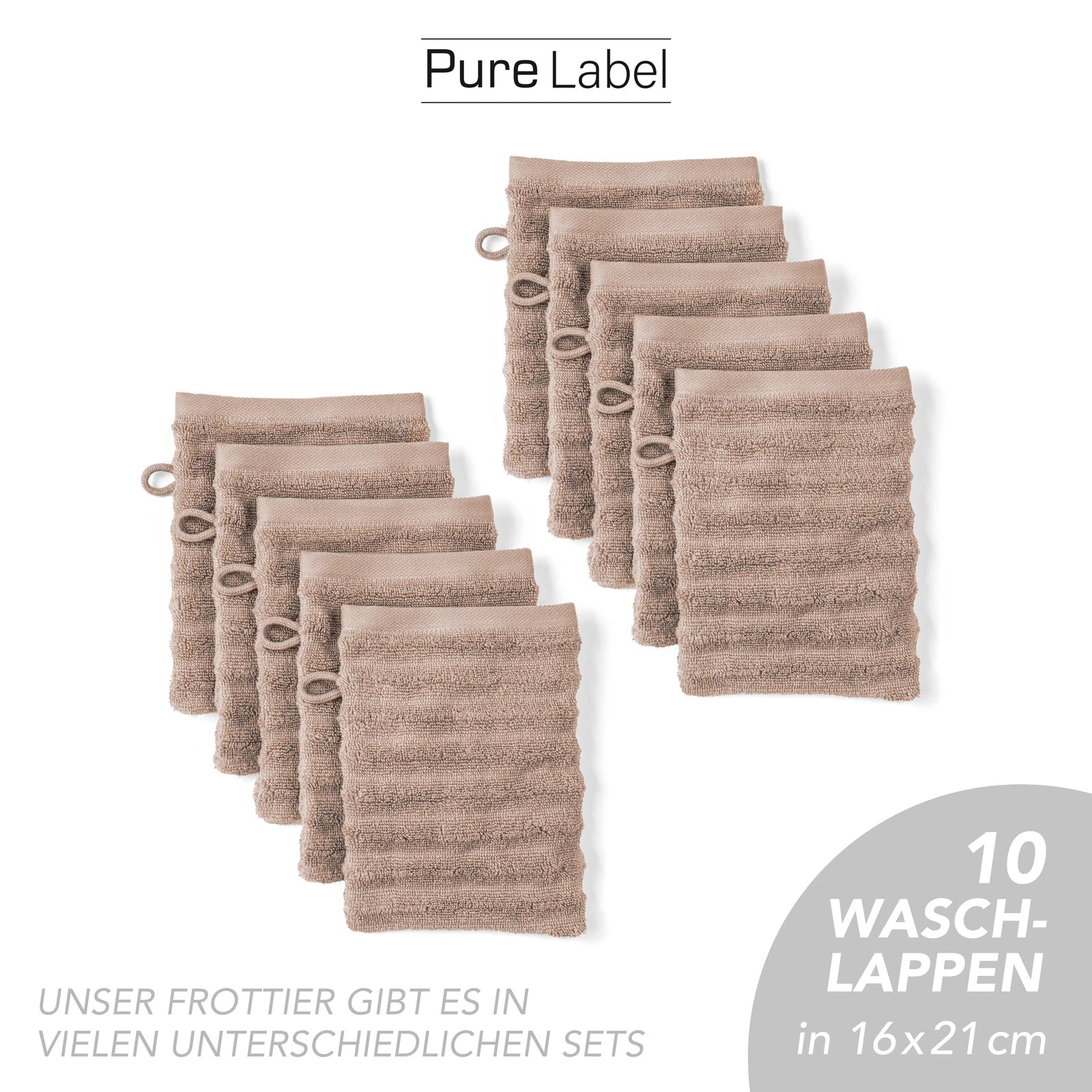 Waschlappen "Waves" - Anthrazit / 4x 16x21cm Pure Label