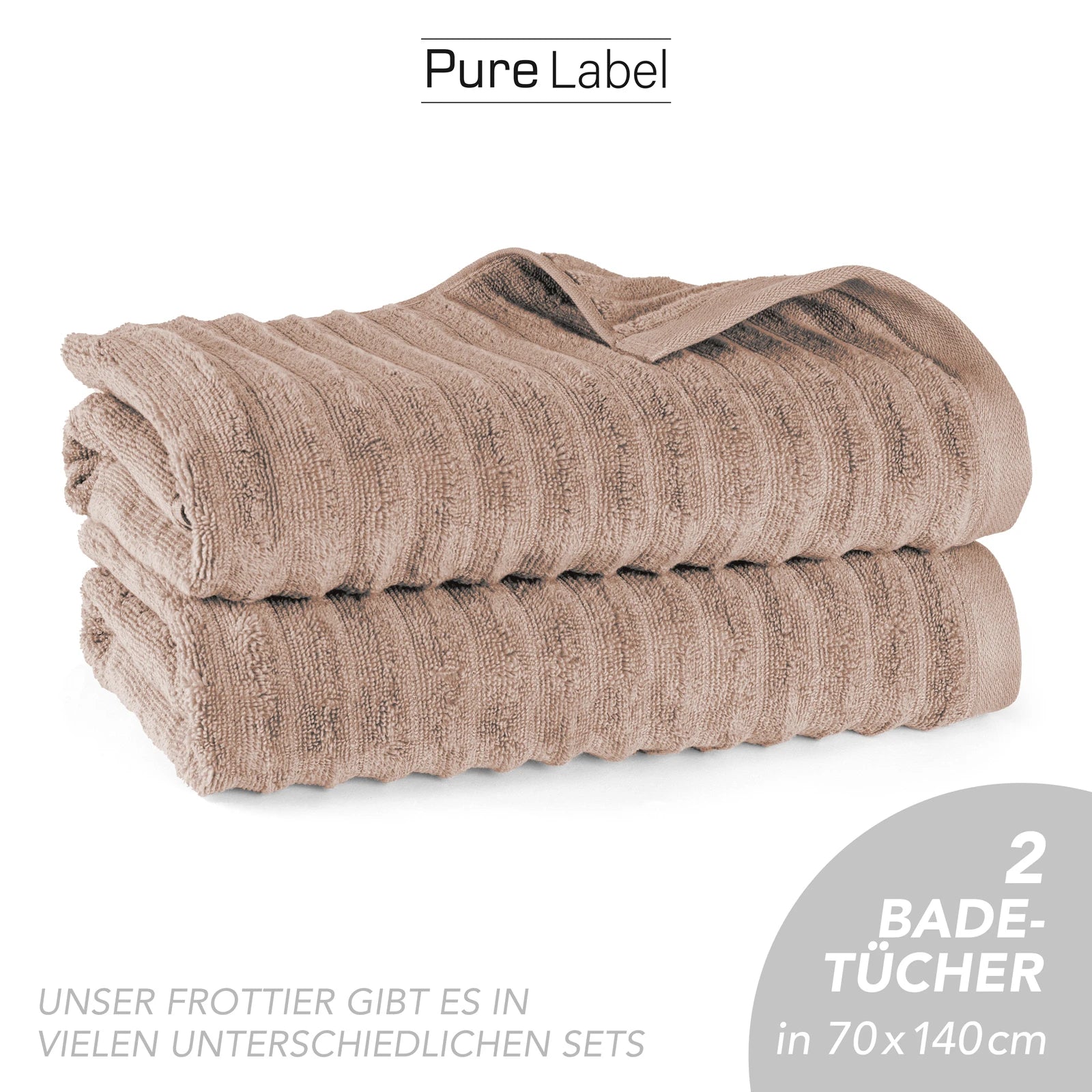 Duschtuch "Waves" - Anthrazit / 2x 70x140cm Pure Label