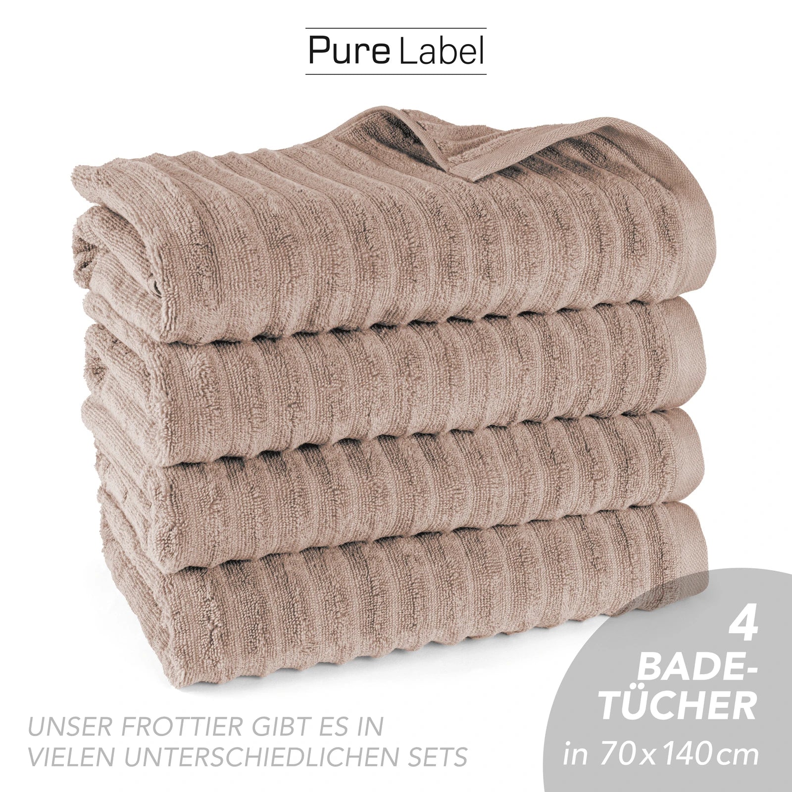 Duschtuch "Waves" - Anthrazit / 2x 70x140cm Pure Label