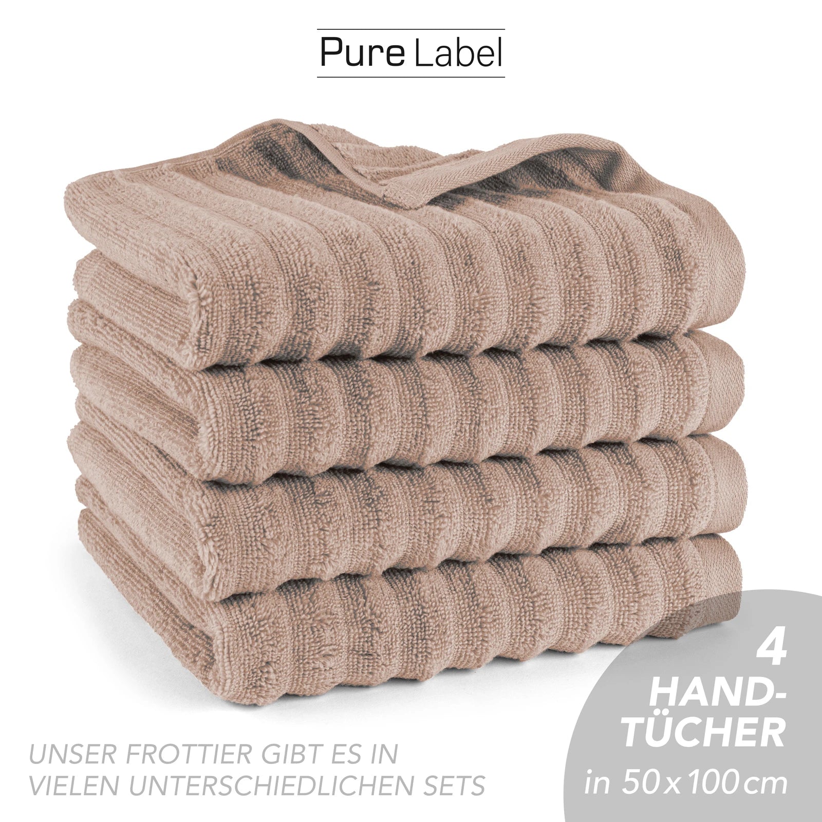Handtuch "Waves" - Anthrazit / 4x 50x100cm Pure Label