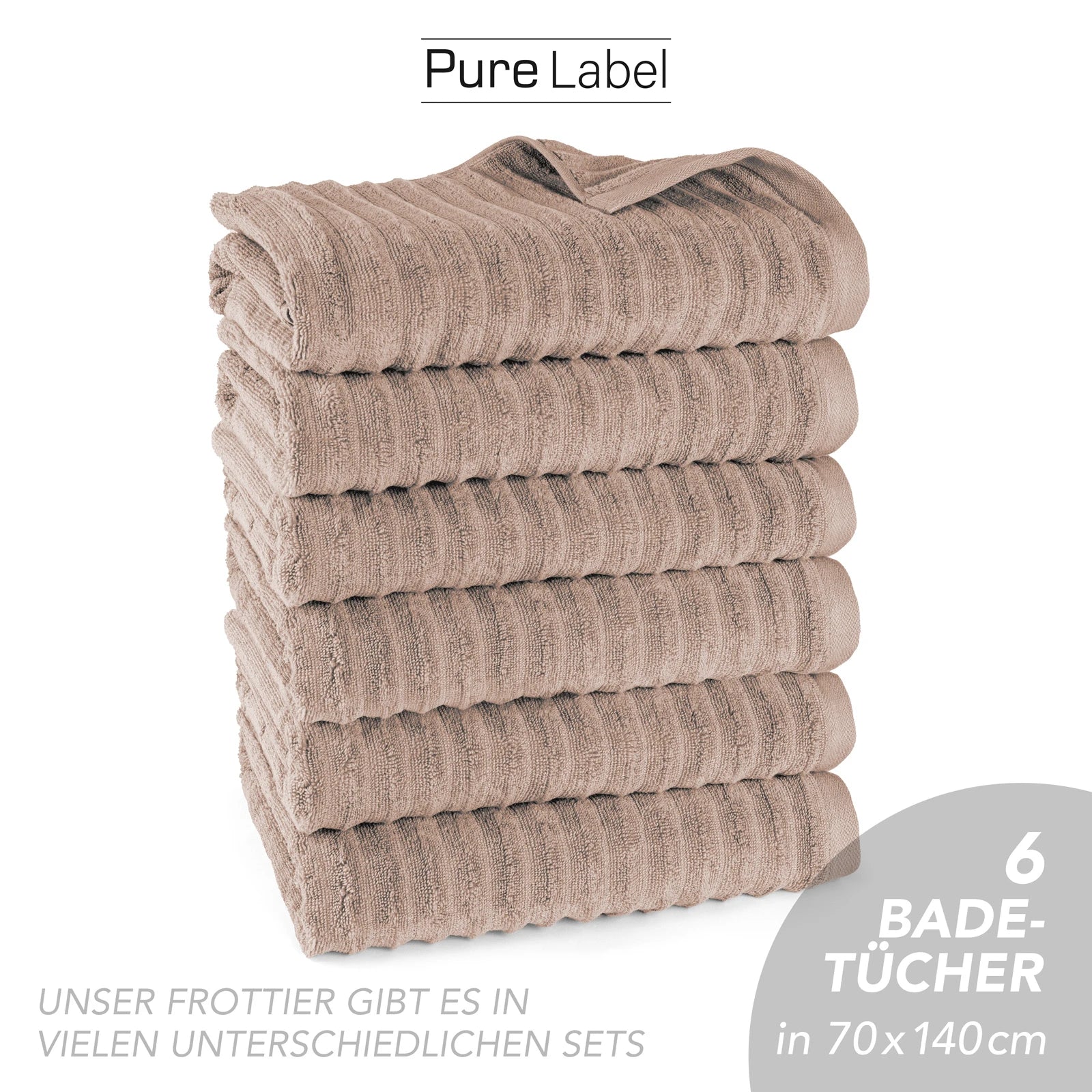 Duschtuch "Waves" - Anthrazit / 2x 70x140cm Pure Label