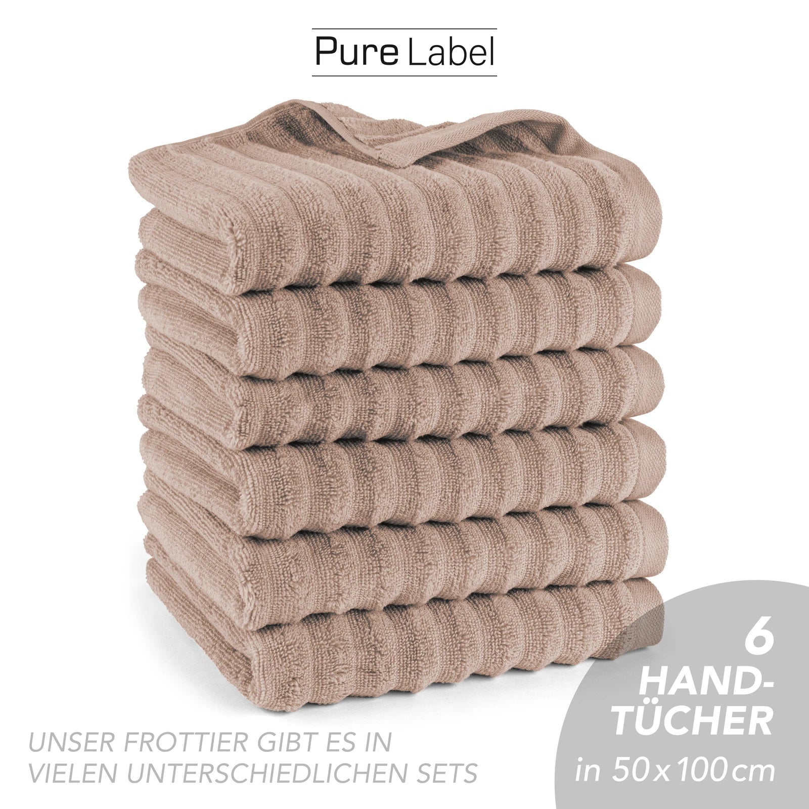 Handtuch "Waves" - Anthrazit / 4x 50x100cm Pure Label