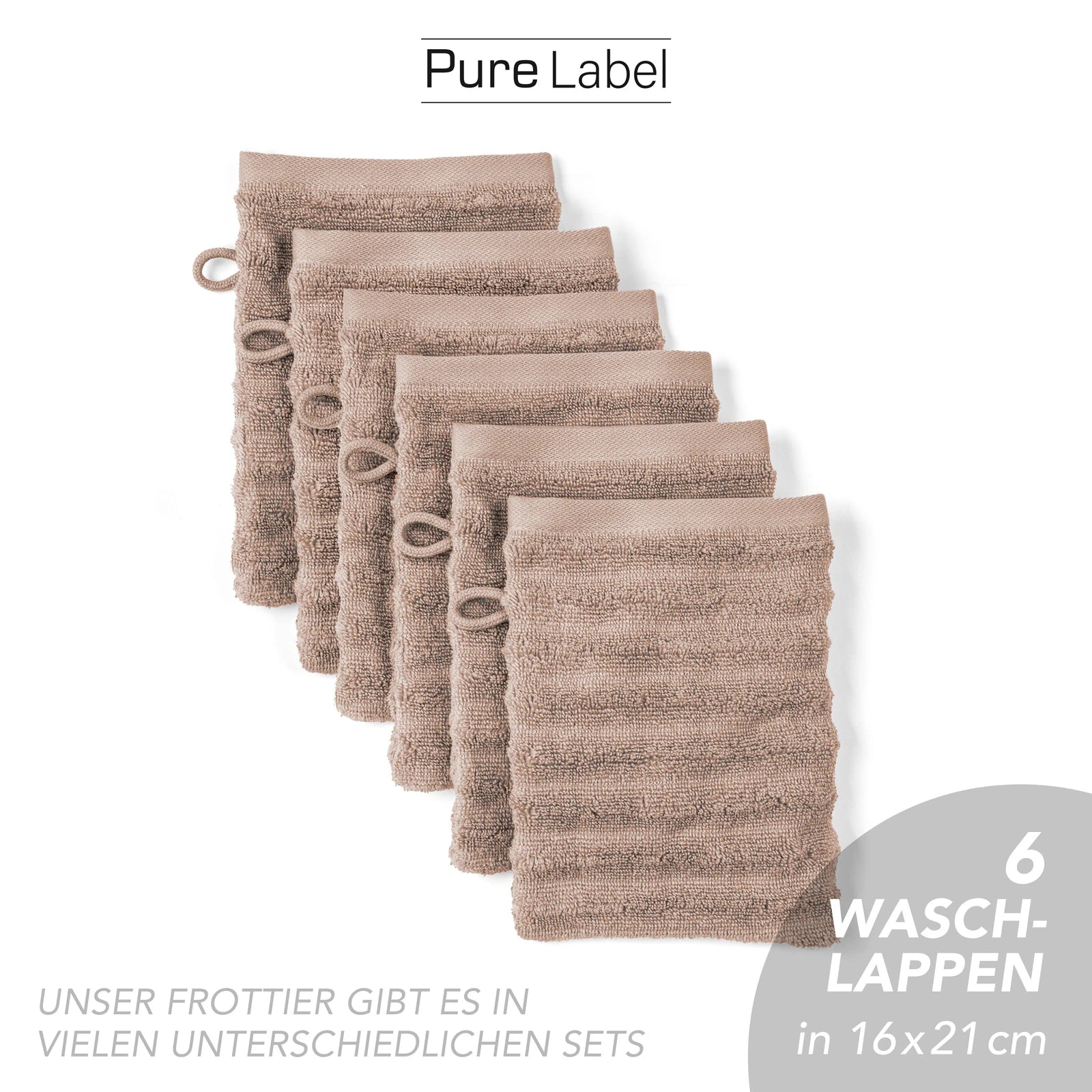 Waschlappen "Waves" - Anthrazit / 4x 16x21cm Pure Label