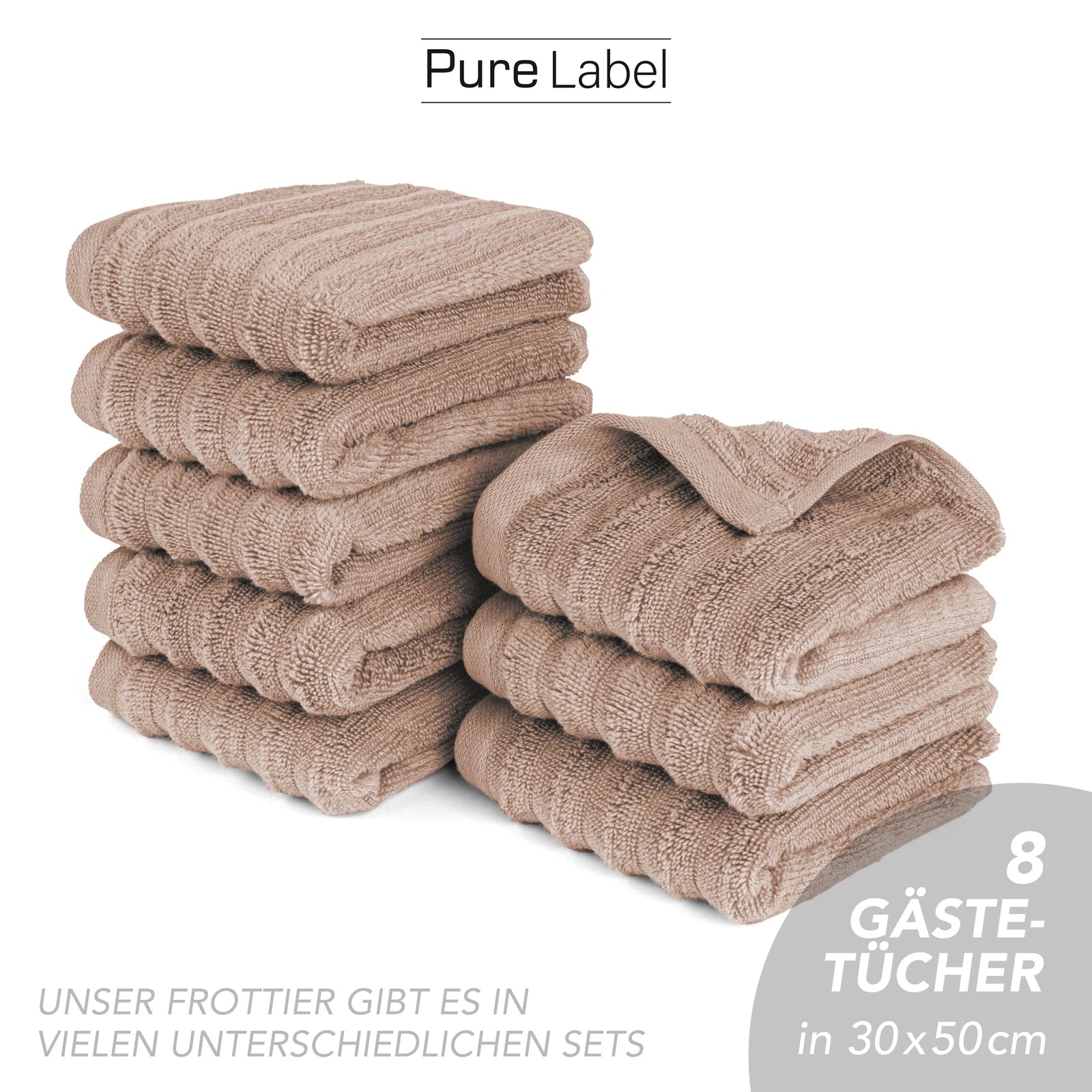 Gästehandtuch "Waves" - Anthrazit / 10x 30x50cm Pure Label