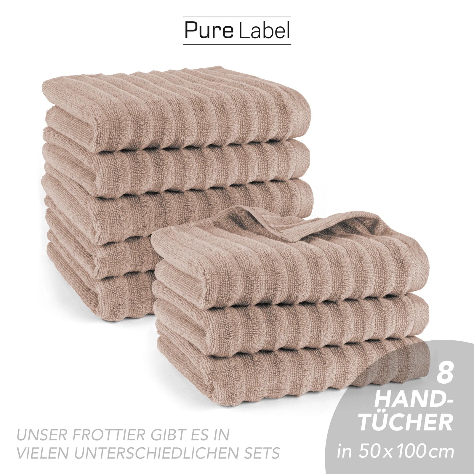 Handtuch "Waves" - Anthrazit / 4x 50x100cm Pure Label