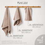 Handtuch Sets "Waves" - Anthrazit / 4x30x50 + 4x50x100 + 2x70x140 cm Pure Label