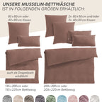 Musselin Bettwäsche Sets - Hellbraun - 2x155x220 + 2x40x80 cm