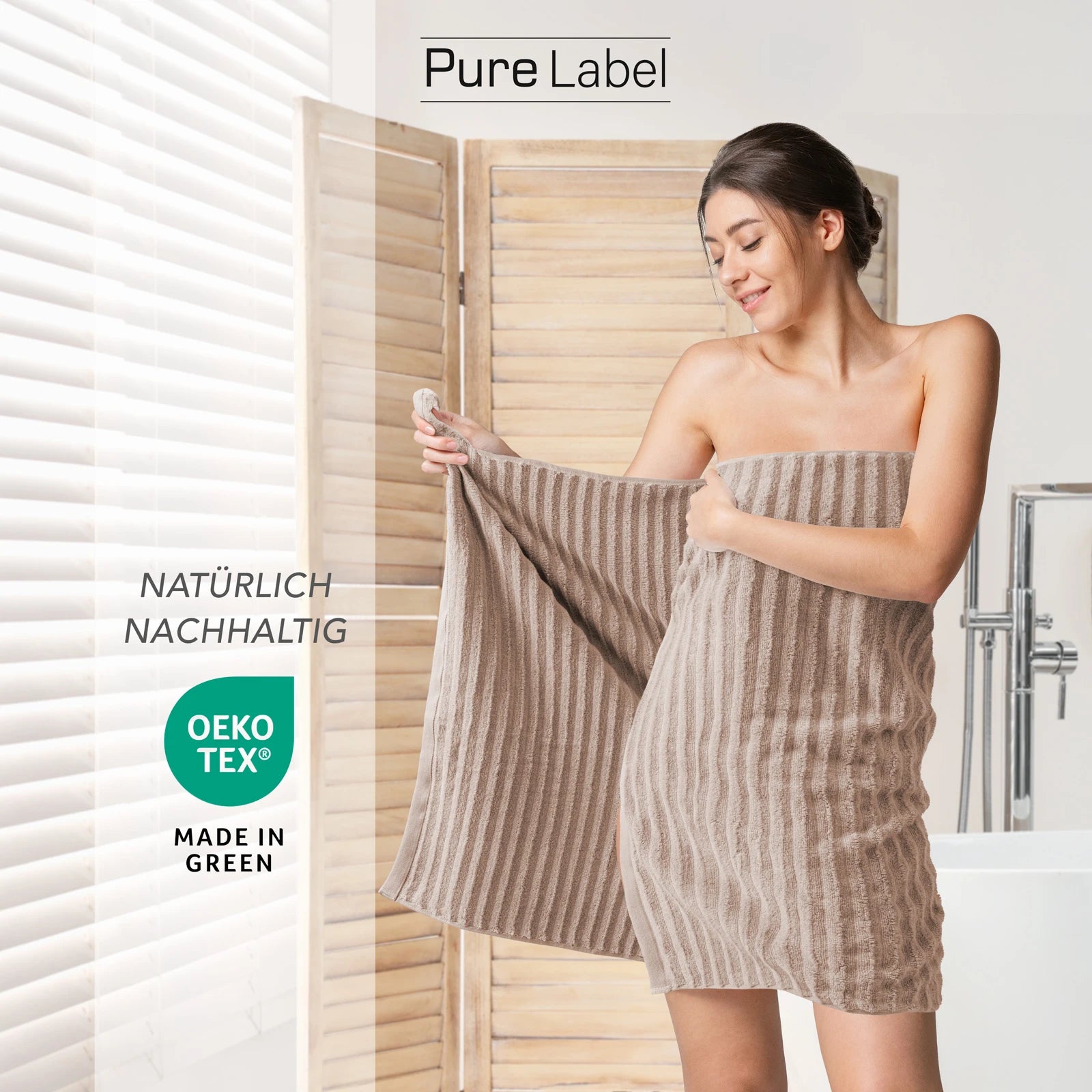 Handtuch Sets "Waves" - Anthrazit / 4x30x50 + 4x50x100 + 2x70x140 cm Pure Label