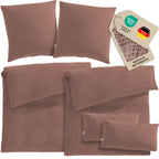 Musselin Bettwäsche Sets - Hellbraun - 2x135x200 + 2x80x80 + 2x40x80 cm