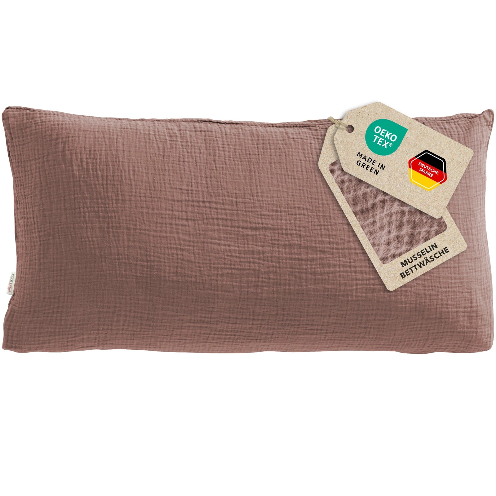 Musselin Kopfkissenbezug - Hellbraun - 40x80 cm