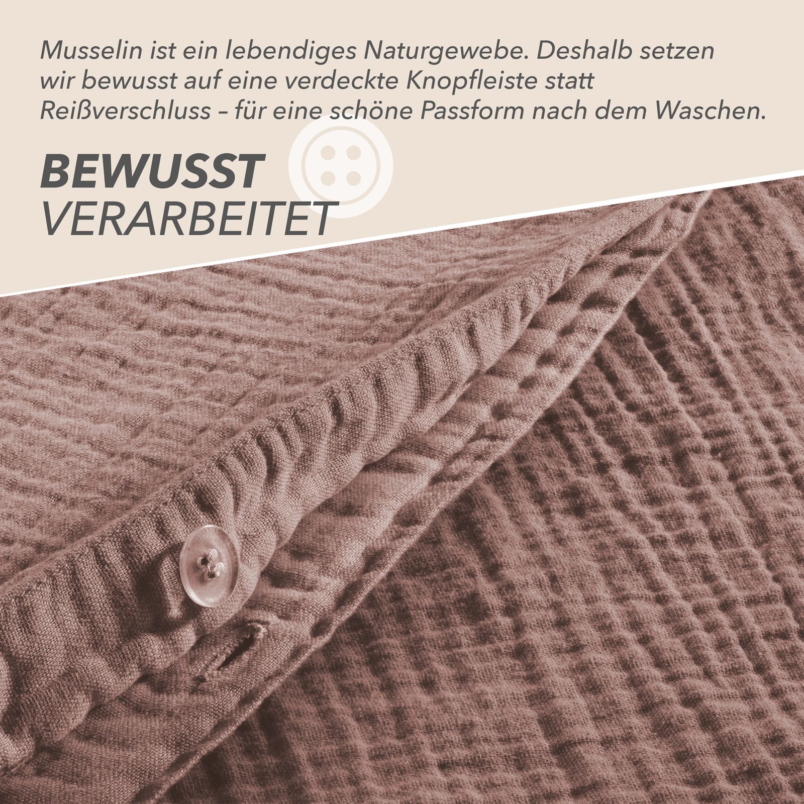 Musselin Bettwäsche Sets - Hellbraun - 2x155x220 + 2x40x80 cm
