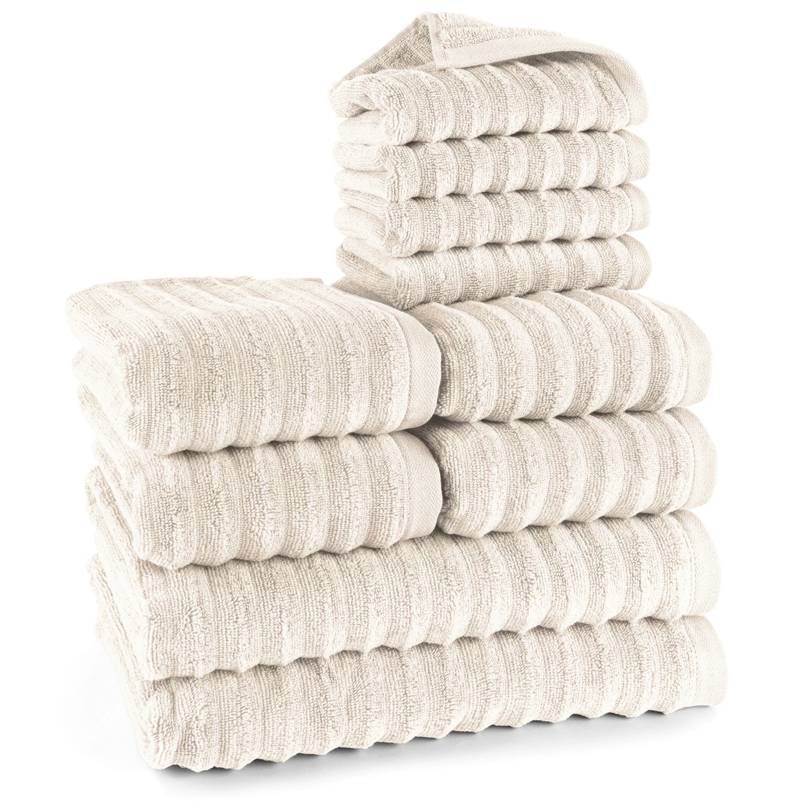Handtuch Sets "Waves" - Creme / 4x30x50 + 4x50x100 + 2x70x140 cm Pure Label