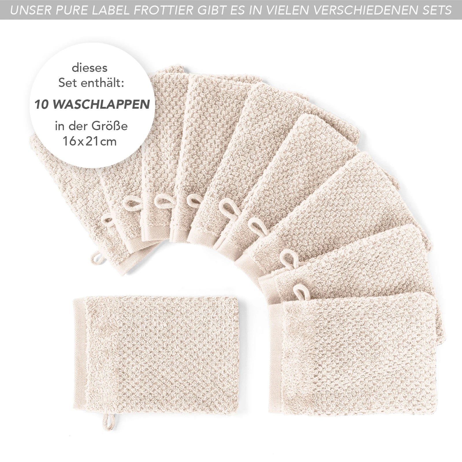 Waschlappen "Popcorn" - Anthrazit / 4x 16x21cm Pure Label