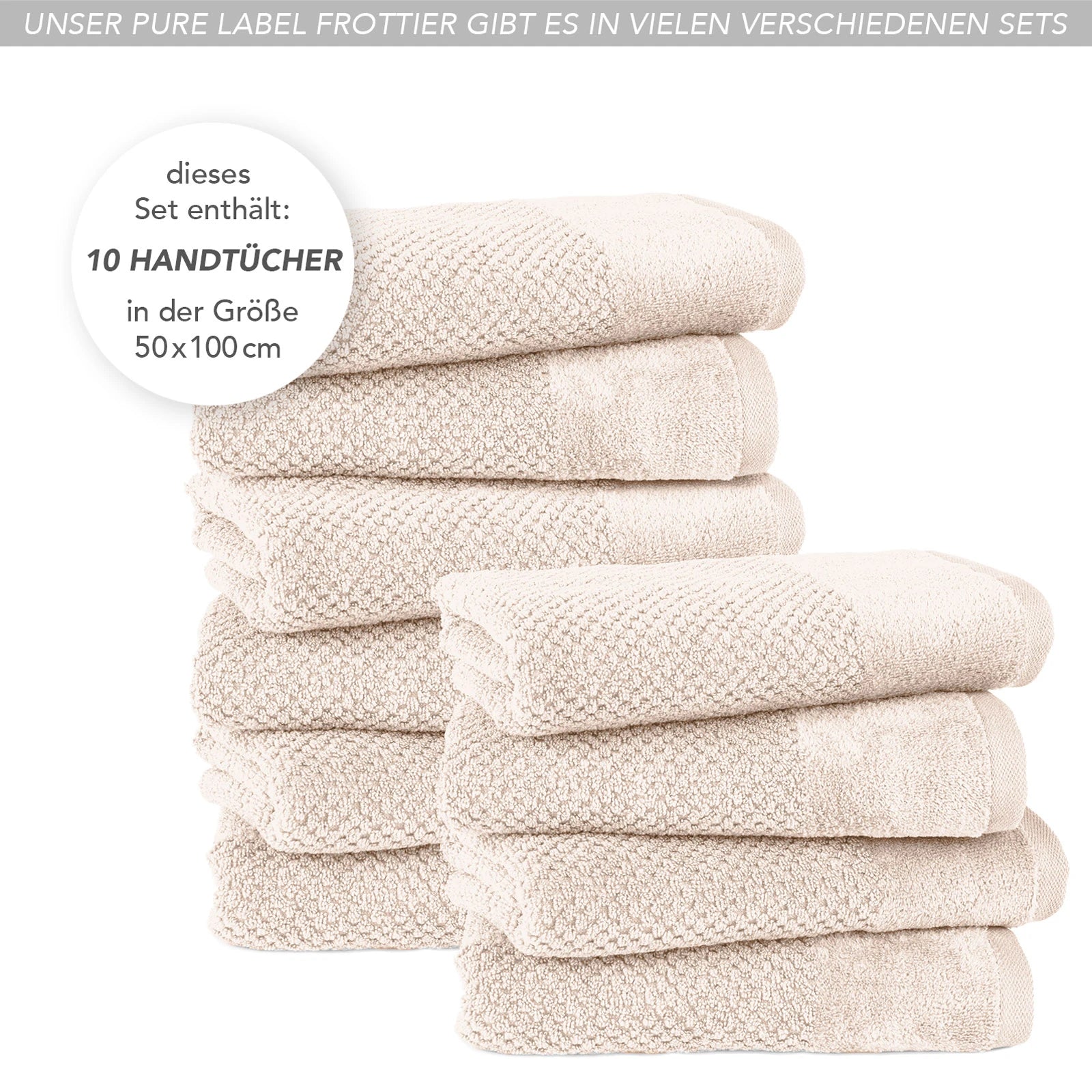 Handtücher "Popcorn" - Anthrazit / 2x 50x100cm Pure Label
