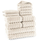 Handtuch Sets "Waves" - Creme / 2x16x21 + 4x30x50 + 4x50x100 + 2x70x140 cm Pure Label