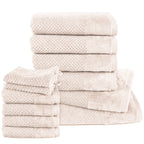 Handtuch Sets "Popcorn" - Creme / 2x16x21 + 4x30x50 + 4x50x100 + 2x70x140 cm Pure Label
