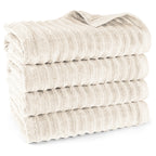 Duschtuch "Waves" - Creme / 4x 70x140cm Pure Label