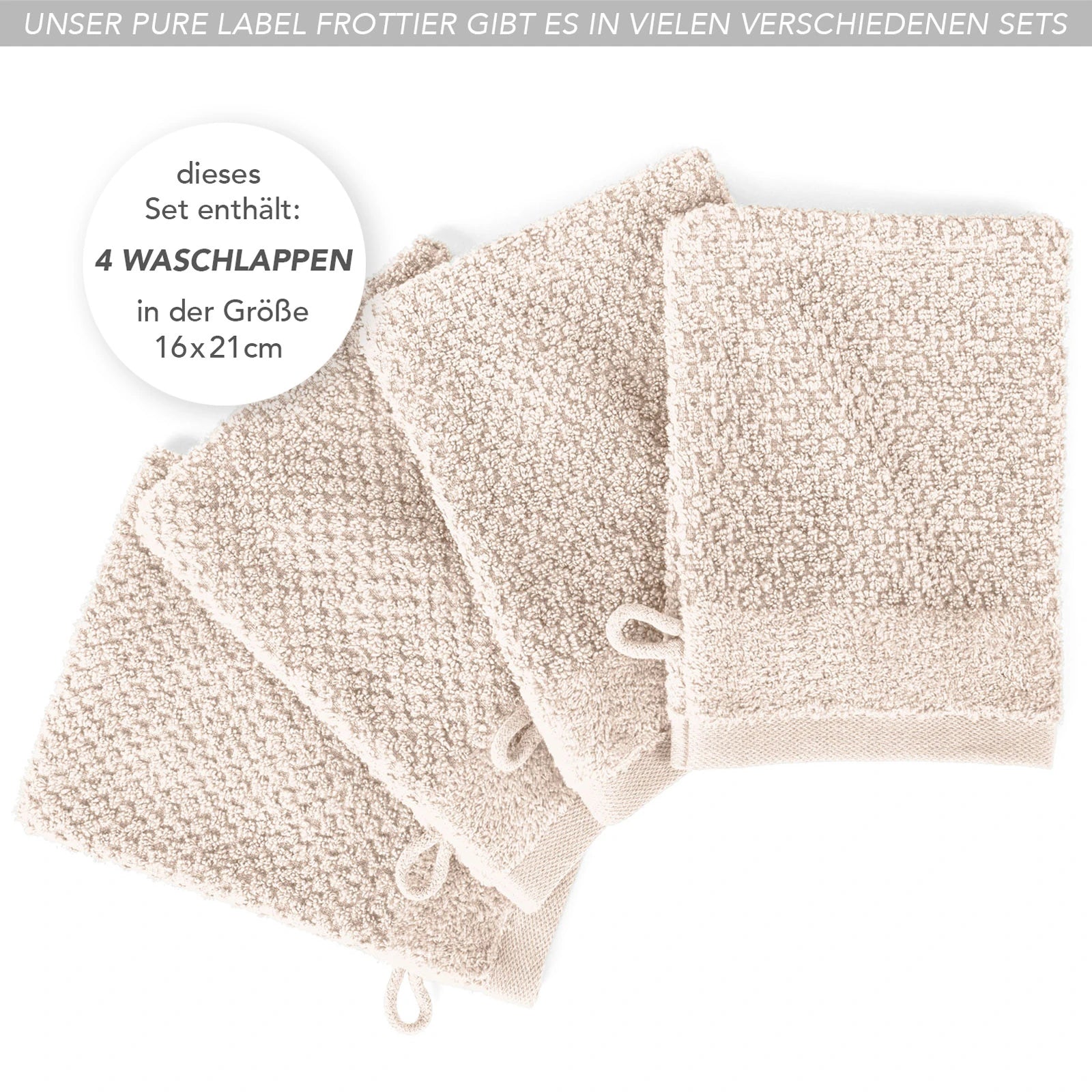 Waschlappen "Popcorn" - Anthrazit / 4x 16x21cm Pure Label