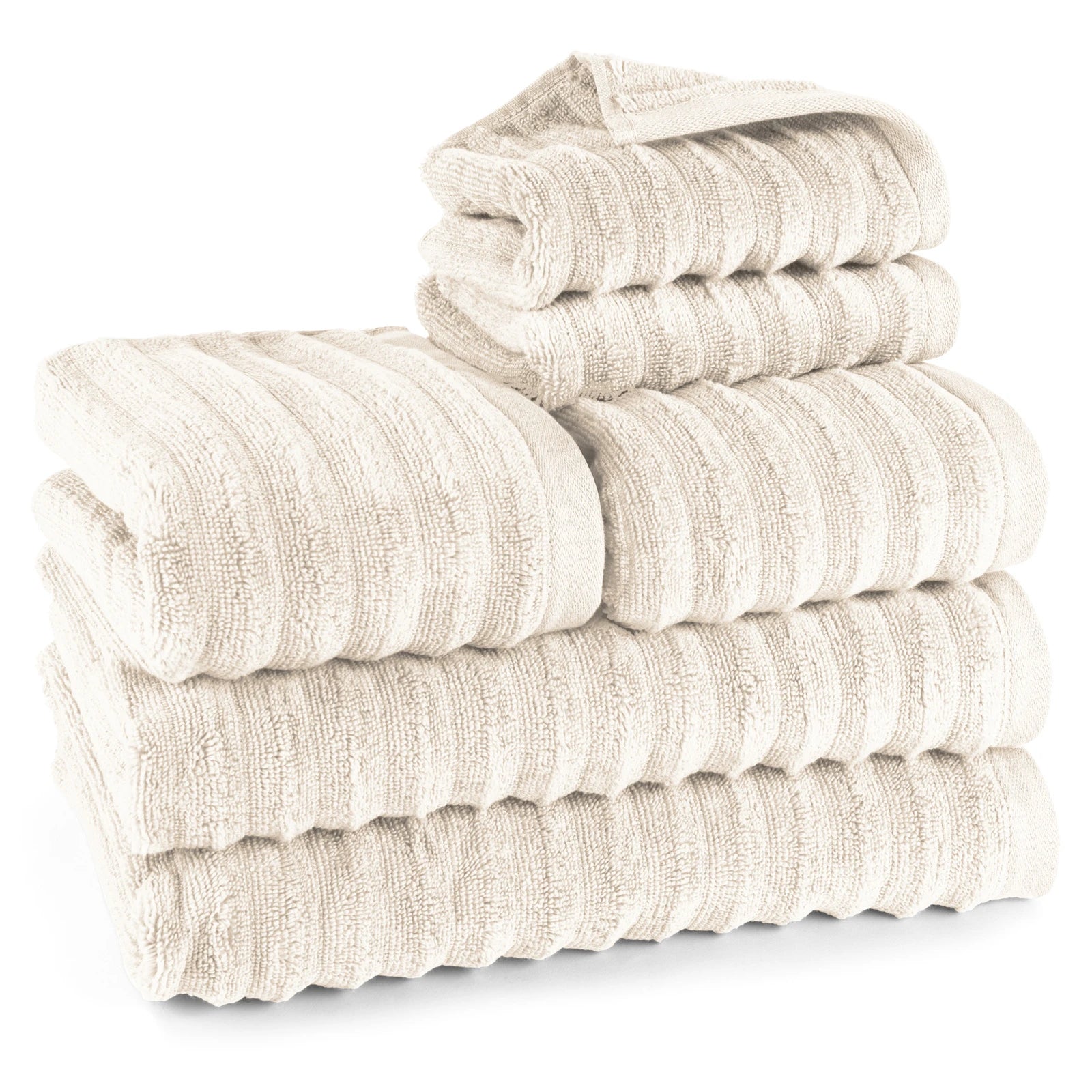 Handtuch Sets "Waves" - Creme / 2x30x50 + 2x50x100 + 2x70x140 cm Pure Label