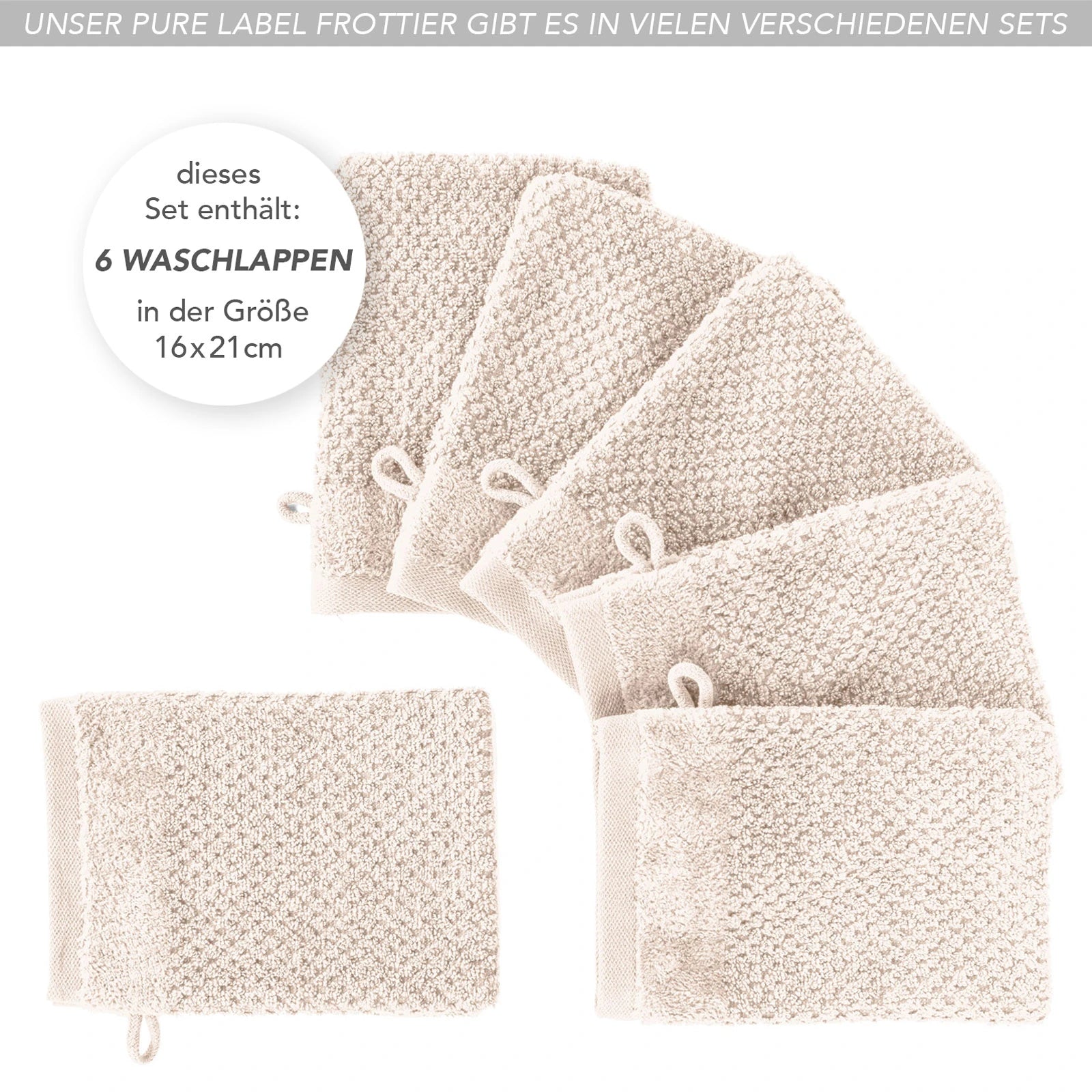 Waschlappen "Popcorn" - Anthrazit / 4x 16x21cm Pure Label