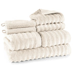 Handtuch Sets "Waves" - Creme / 2x16x21 + 2x30x50 + 2x50x100 + 70x140 cm Pure Label