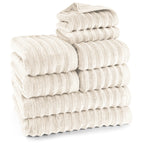 Handtuch Sets "Waves" - Creme / 2x30x50 + 4x50x100 + 2x70x140 cm Pure Label