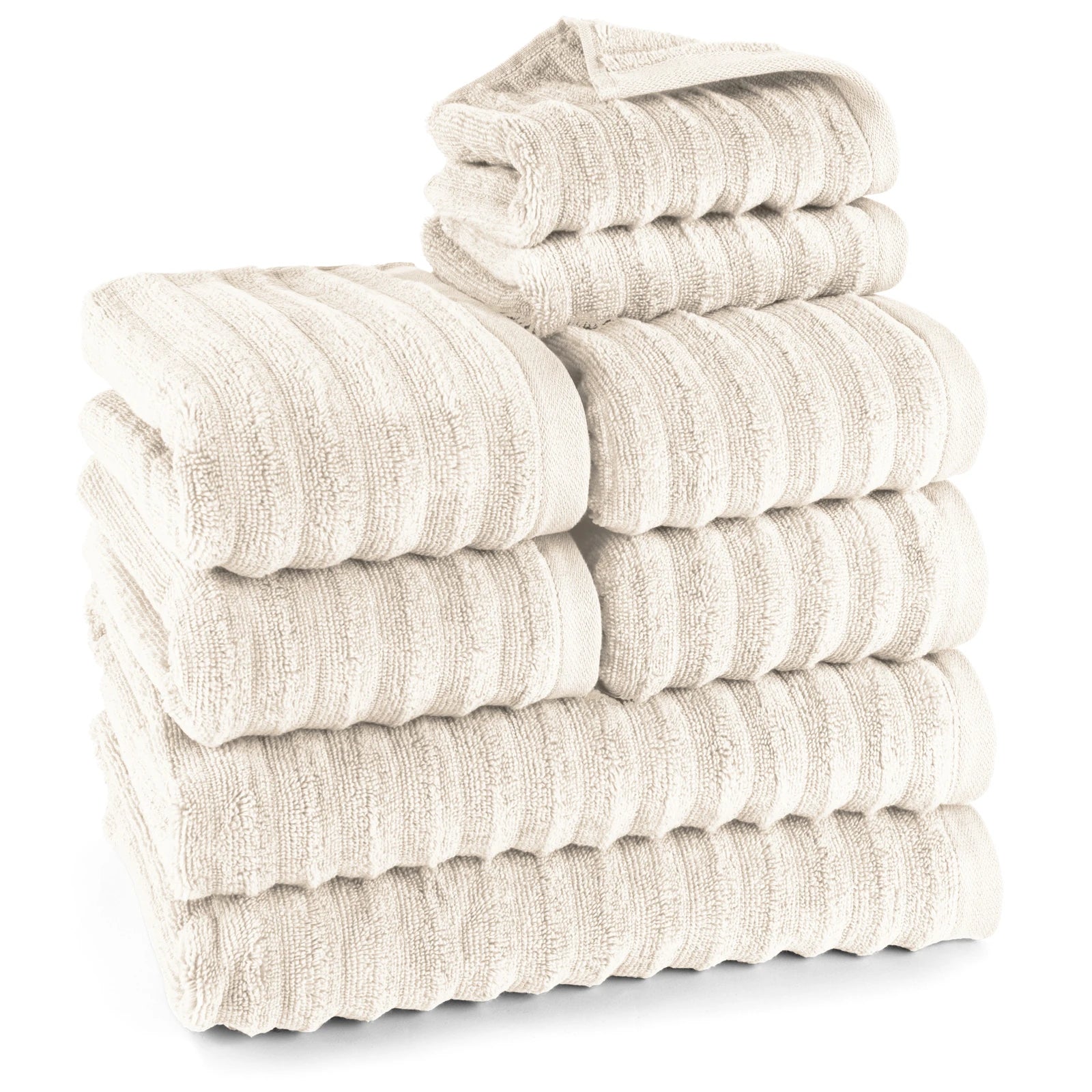 Handtuch Sets "Waves" - Creme / 2x30x50 + 4x50x100 + 2x70x140 cm Pure Label