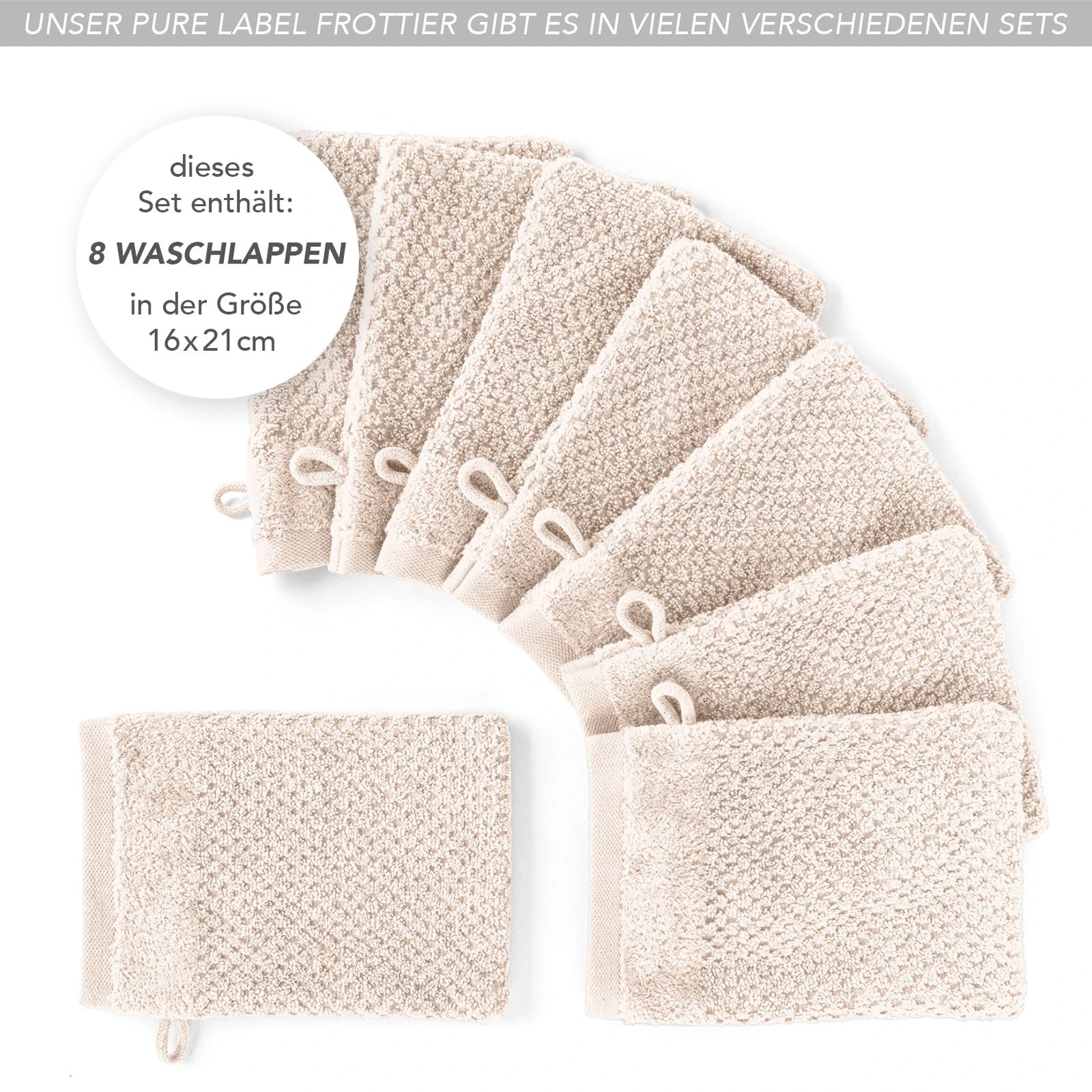 Waschlappen "Popcorn" - Anthrazit / 4x 16x21cm Pure Label