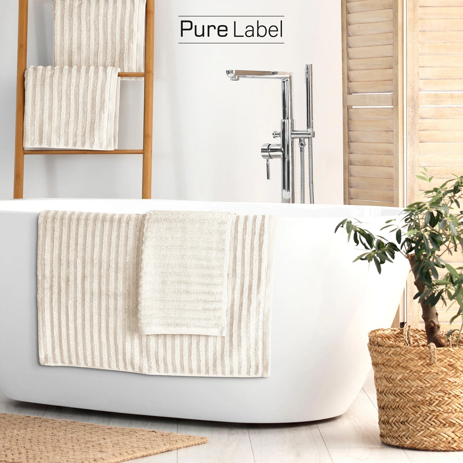 Duschtuch "Waves" - Anthrazit / 2x 70x140cm Pure Label